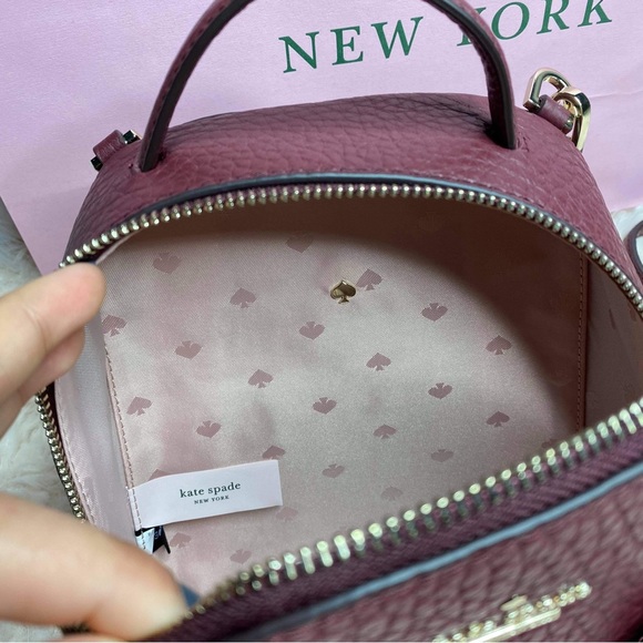 𝗡𝗪𝗧 Kate Spade Mini Caden Carter Backpack/Crossbody Bag- Cherrywood/Burgundy - Picture 9 of 9